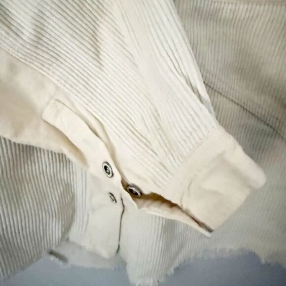 THREAD & SUPPLY | Ivory Ecru Corduroy Shacket Shirt Jacket Button Raw | Small - Picture 6 of 10